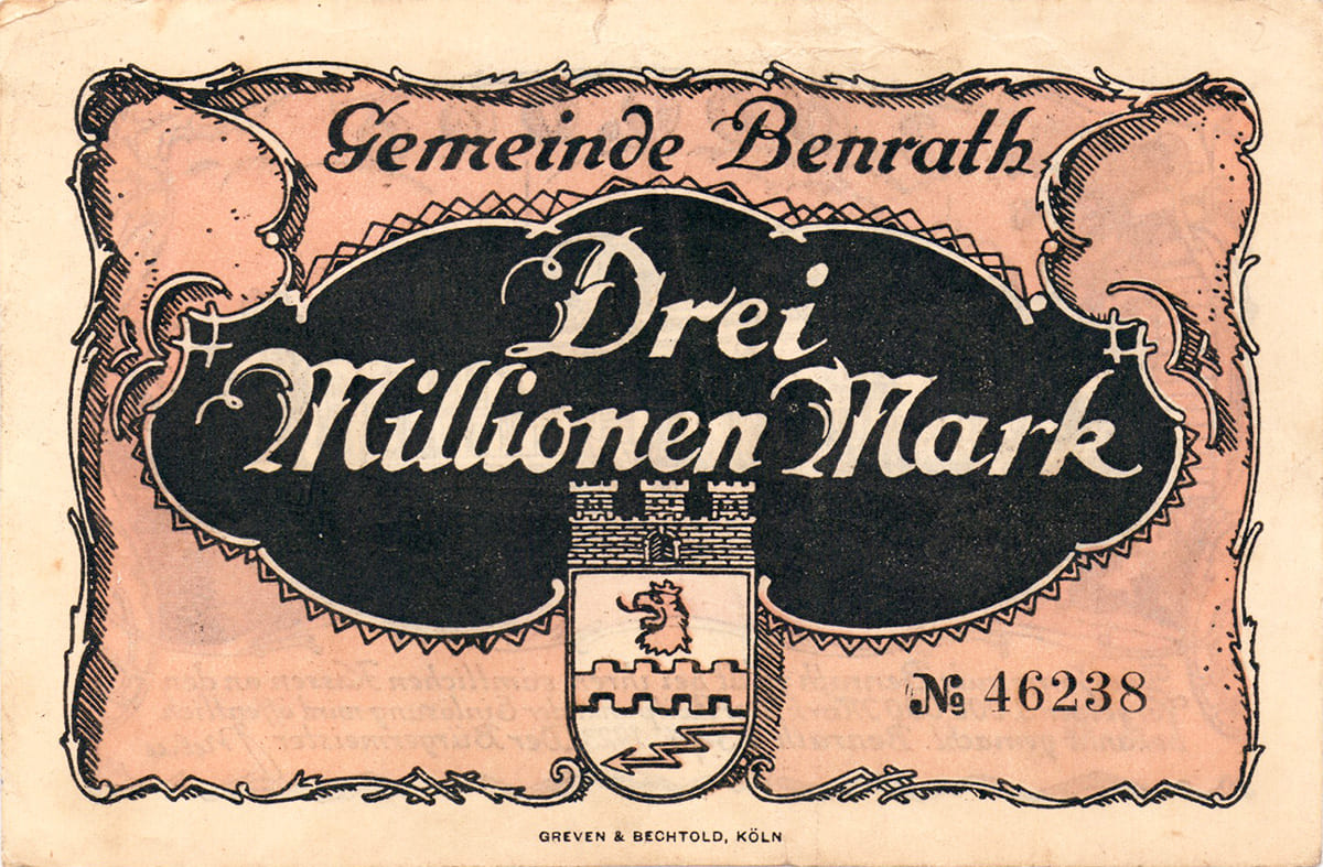 3 000 000 марок 1923 Gemeinde Benrath
