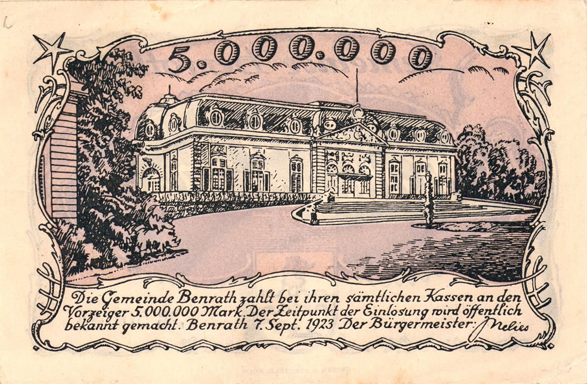 5 000 000 марок 1923 Gemeinde Benrath