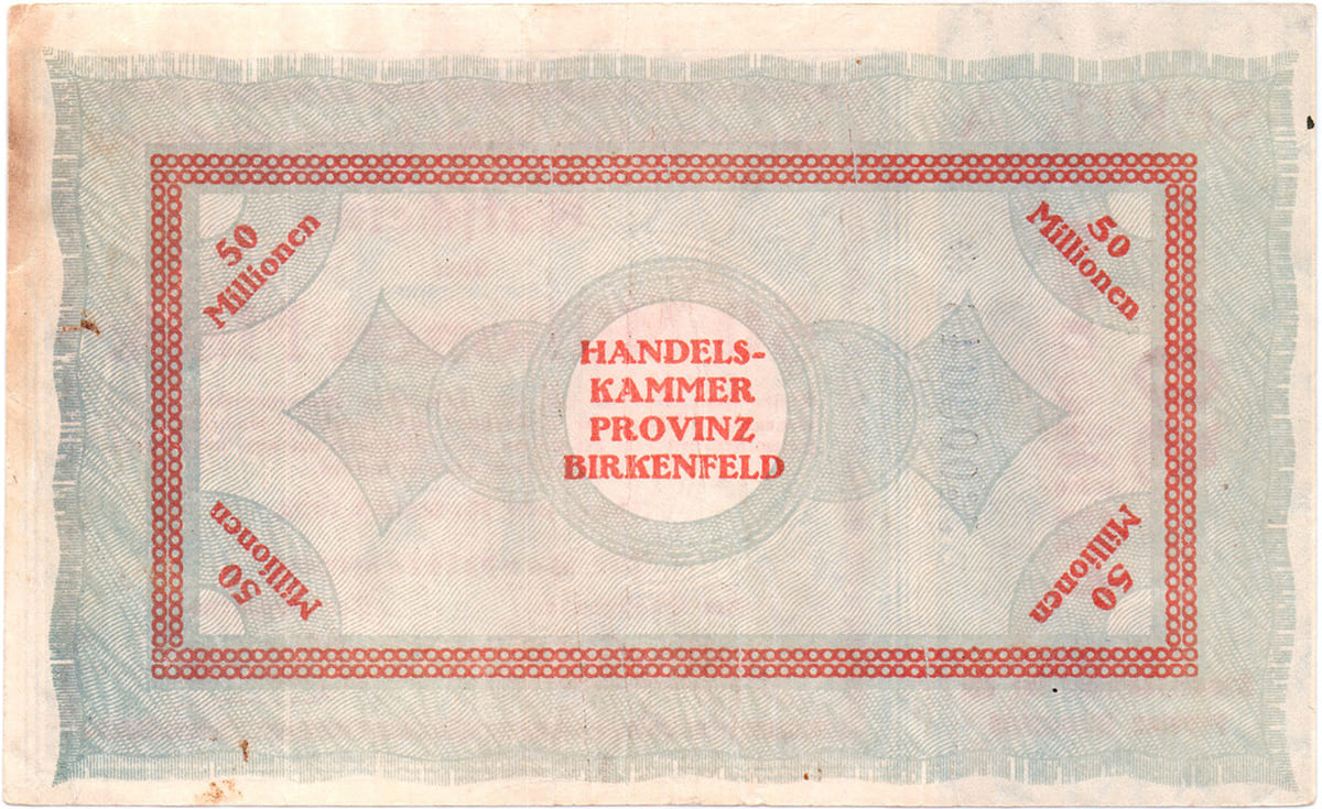 50 000 000 Mark 1923 Handelskammer fur die Provinz Birkenfeld