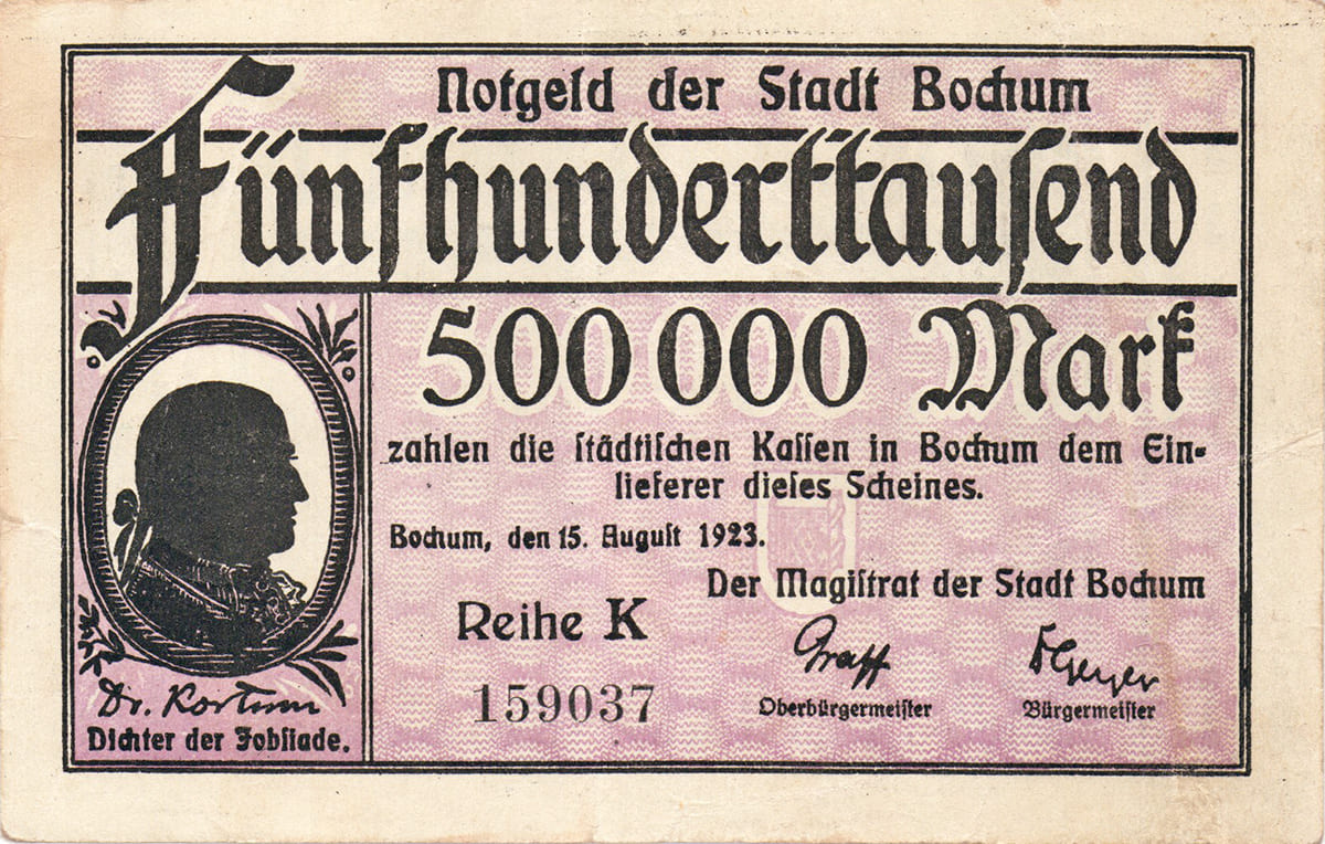 500 000 марок 1923 Notgeld der Stadt Bochum 