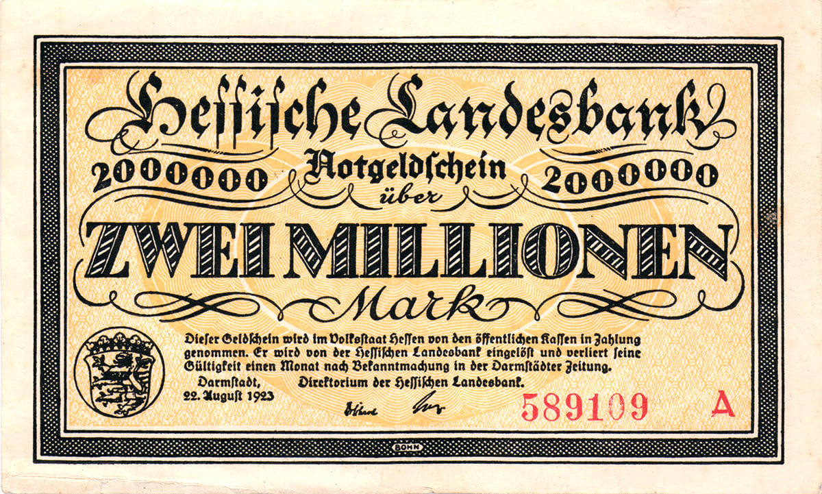 2 000 000 марок 1923 Hessische Landesbank