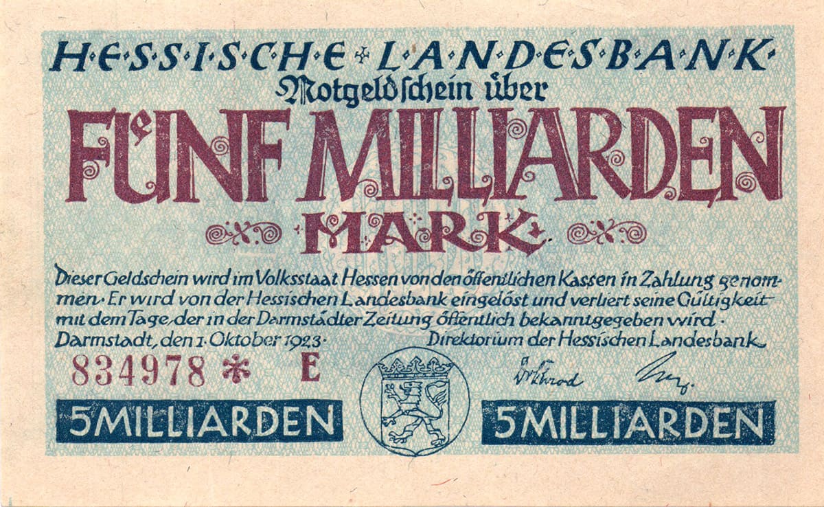 5 000 000 000 марок 1923 Hessische Landesbank