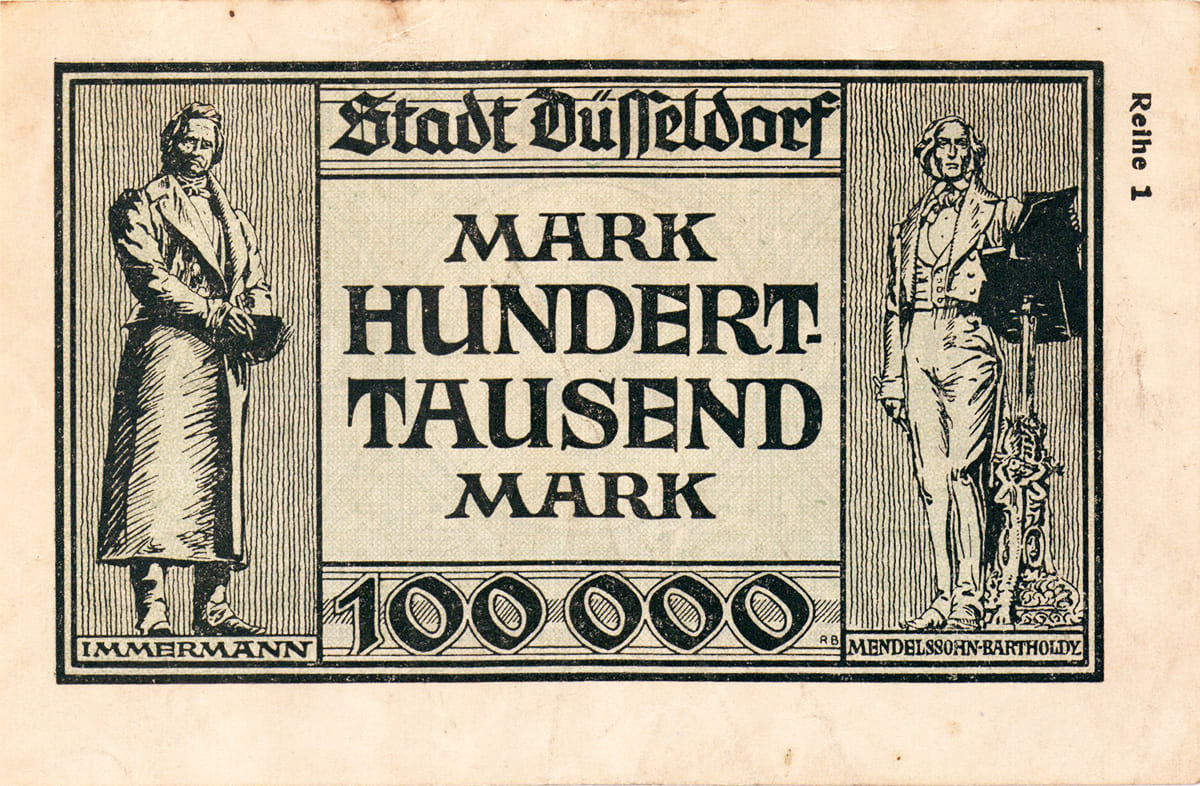 100 000 марок 1923 Stadt Düsseldorf 