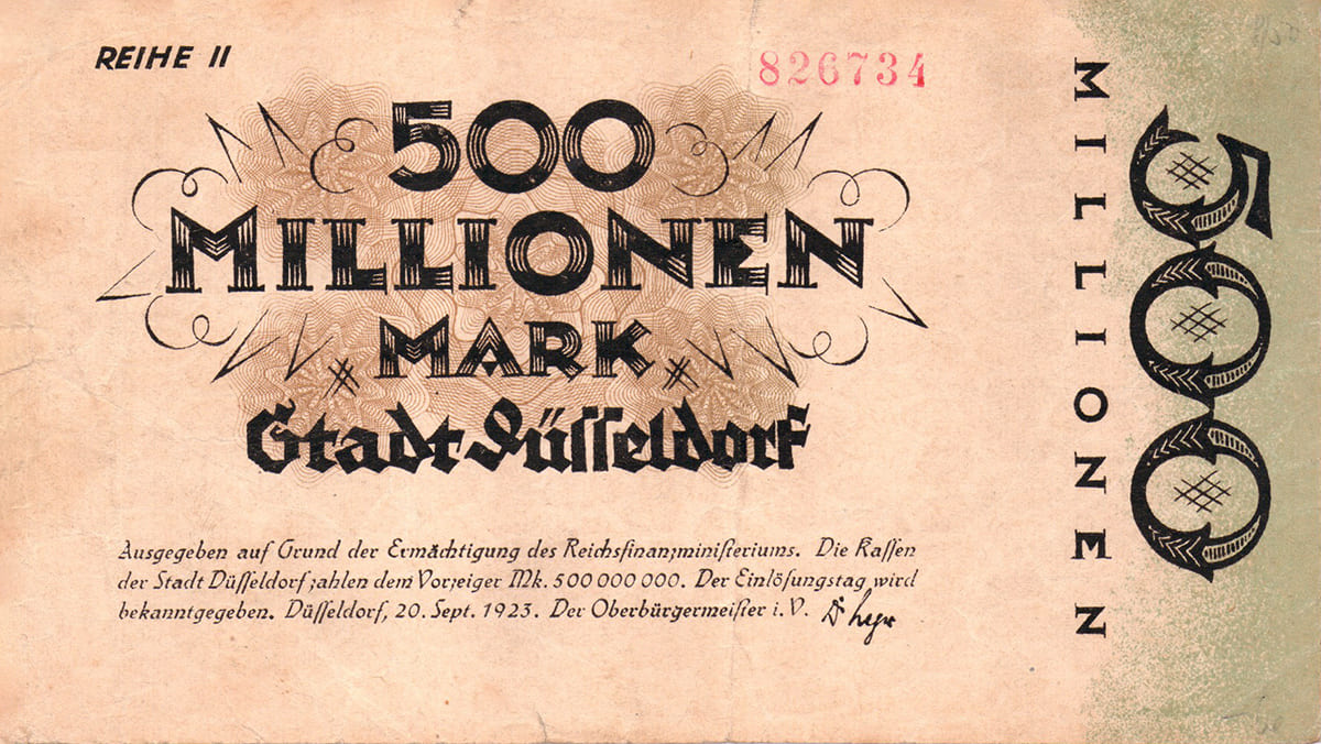500 000 000 марок 1923 Stadt Düsseldorf