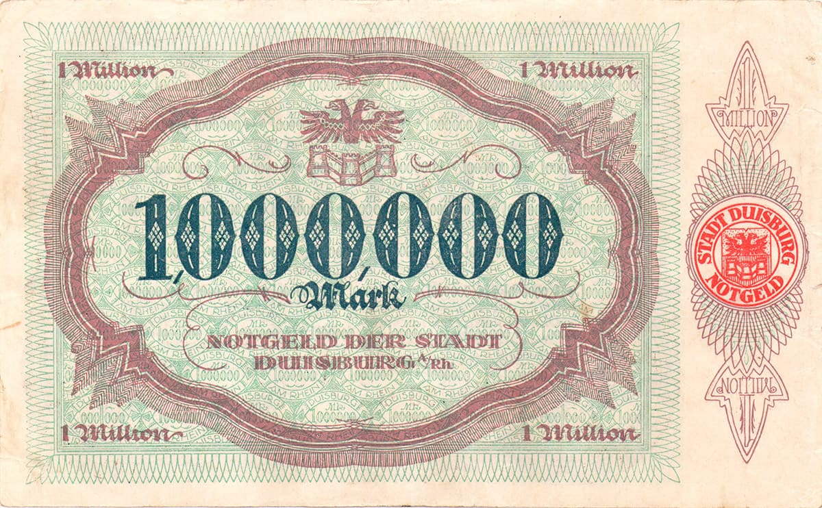 1 000 000 марок 1923 Stadt Duisburg