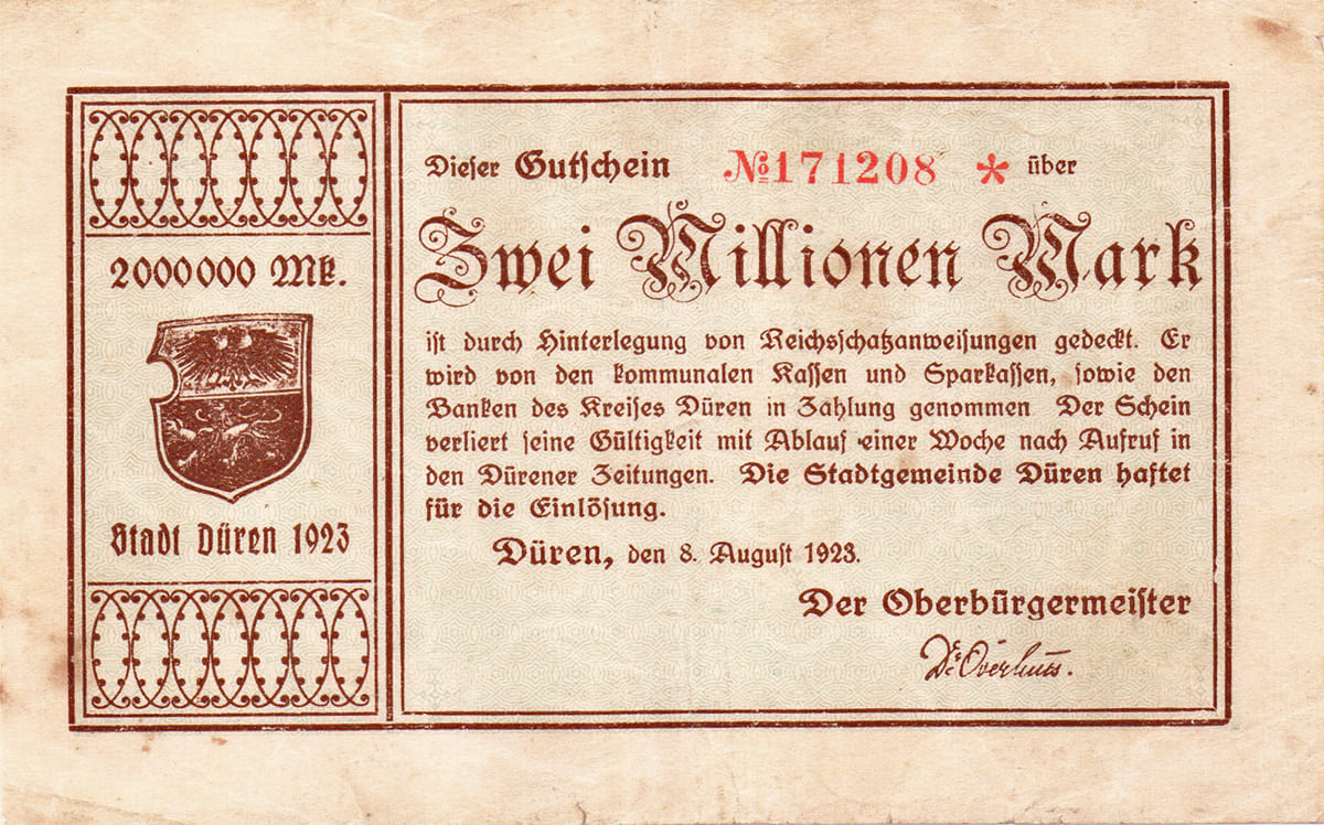 2 000 000 марок 1923 Stadt Düren