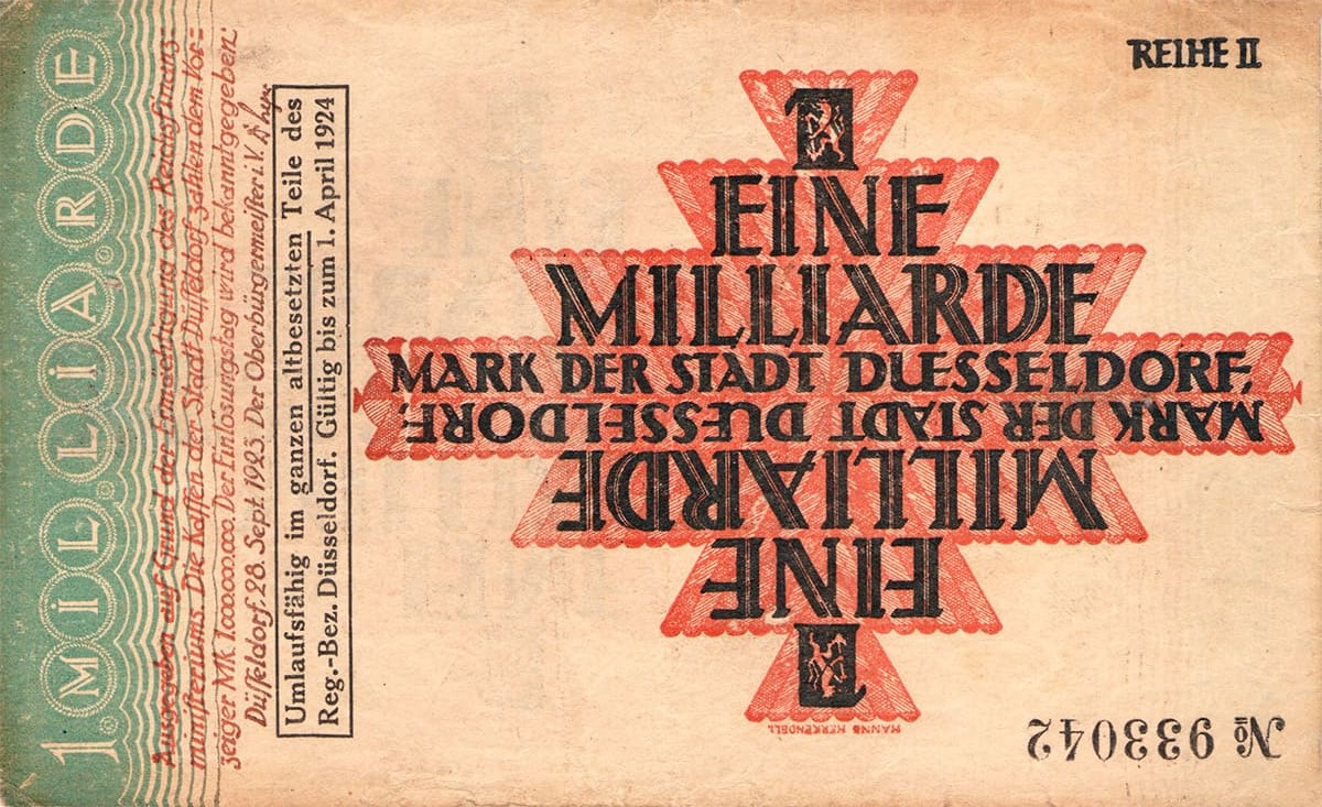 1000 000 000 марок 1923 Stadt Düsseldorf