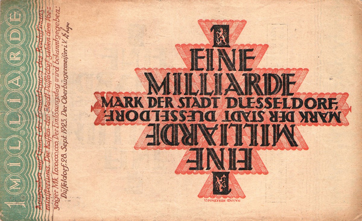 1000 000 000 марок 1923 Stadt Düsseldorf