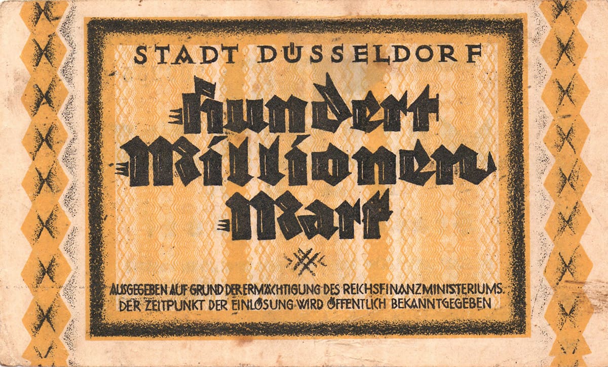 100 000 000 марок 1923 Stadt Düsseldorf  