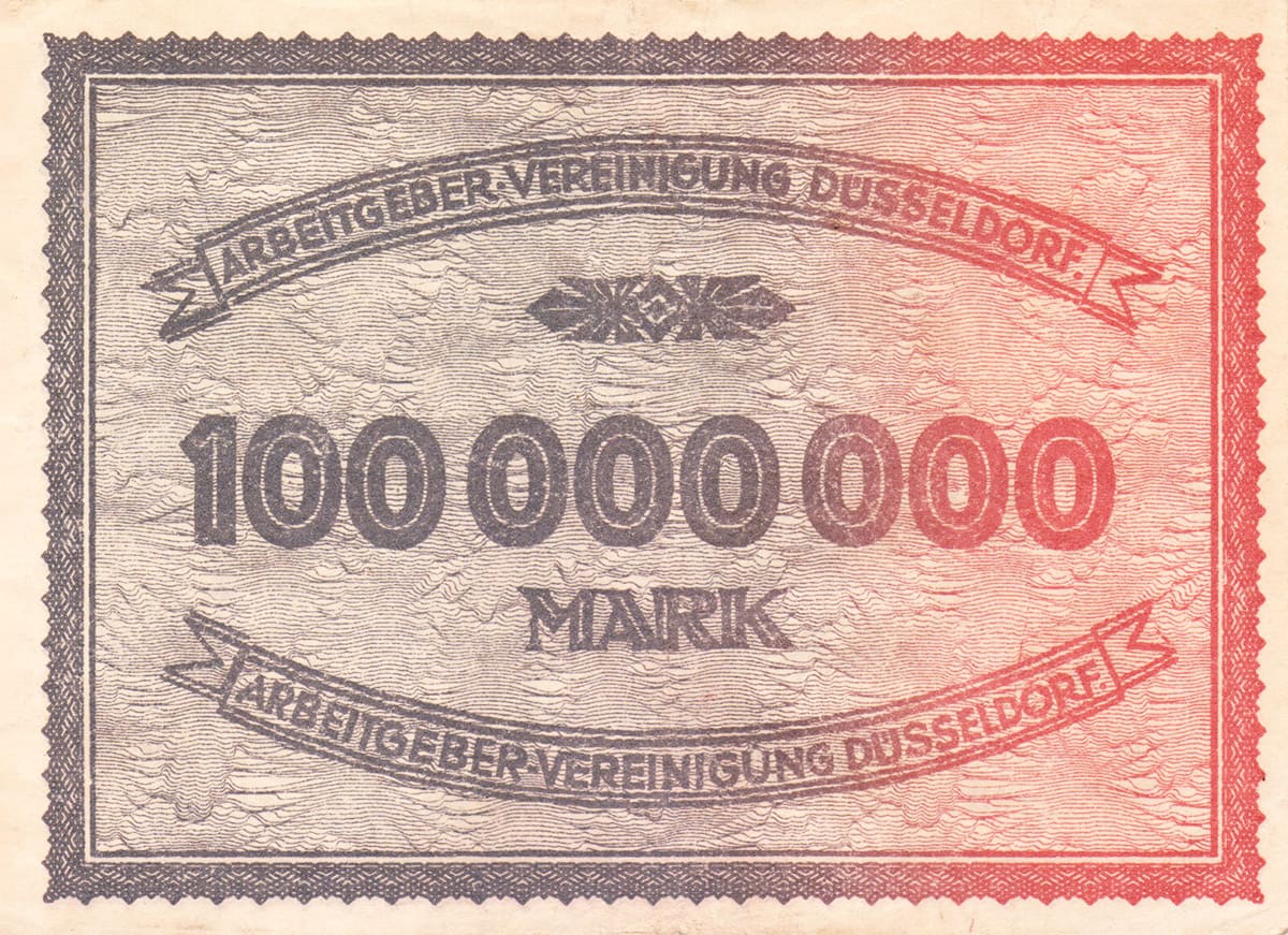 100 000 000 марок 1923 Artbeitgeber vereinigung Düsseldorf