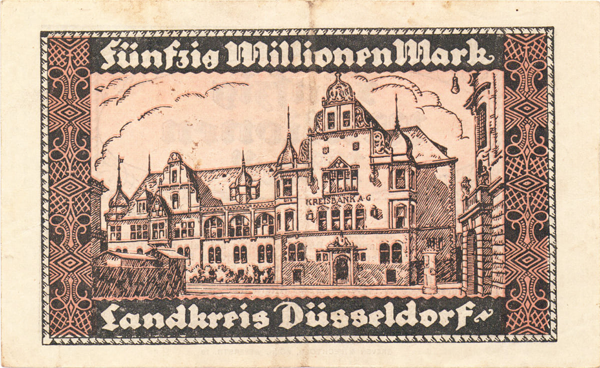 50 000 000 марок 1923 Landkreis Düsseldorf
