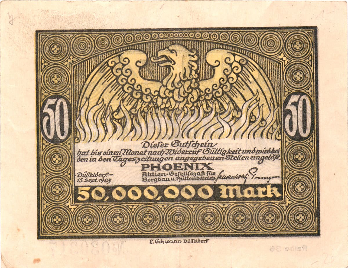 50 000 000 марок 1923 Aktien-Gesellschaft für Bergbau und Hüttenbetrieb