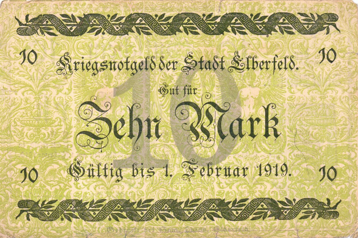 10 марок 1918 Kriegsnotgeld der Stadt Elberfeld