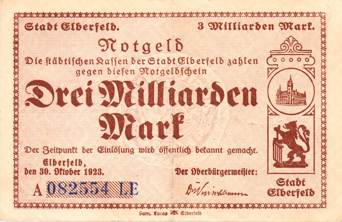 2 000 000 000 марок 1923 Stadt Elberfeld