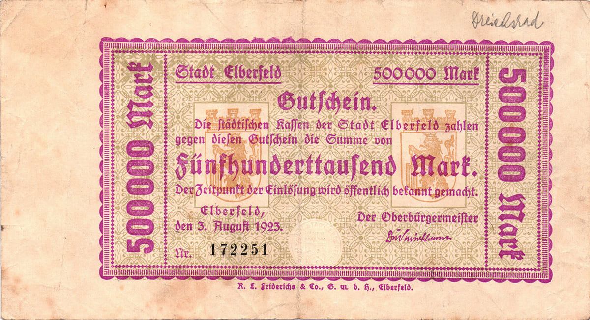 500 000 марок 1923 Stadt Elberfeld