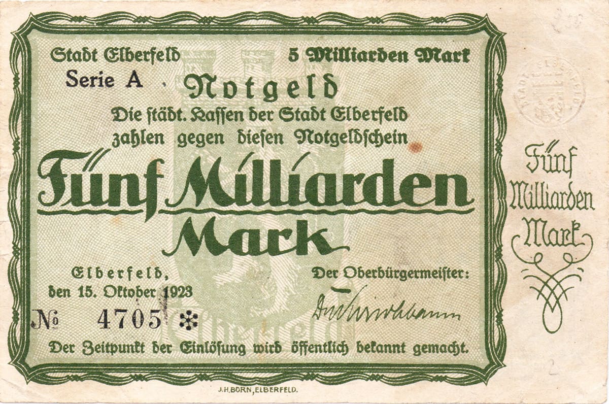 5 000 000 000 марок 1923 Stadt Elberfeld