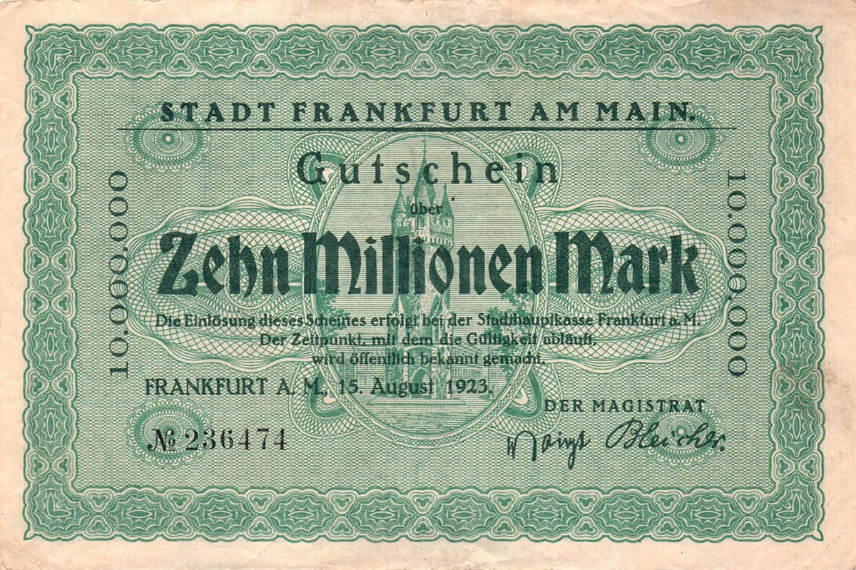 10 000 000 марк 1923 Stadt Frankfurt Am Main