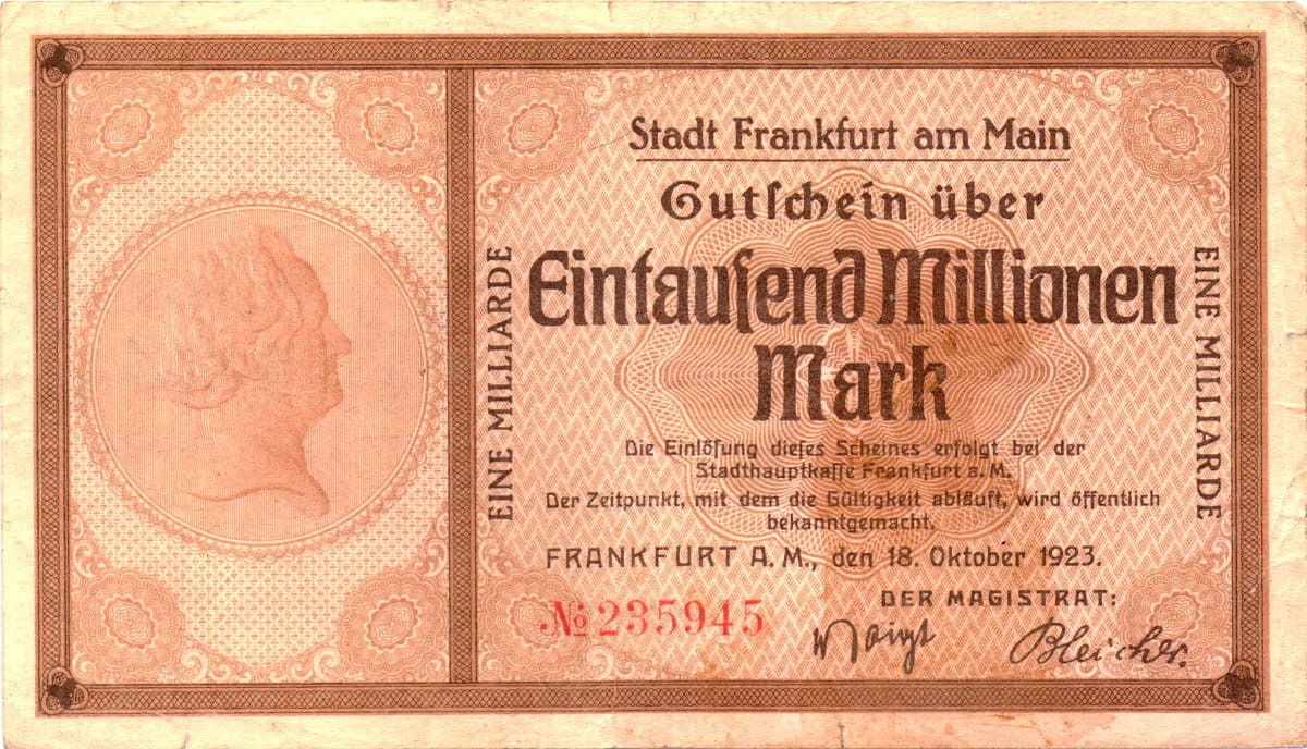1 000 000 000 марк 1923 Stadt Frankfurt am Main