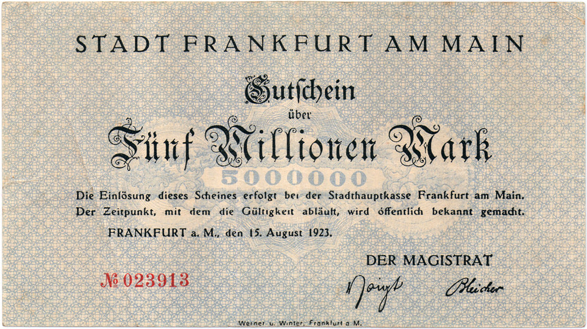 5 000 000 марок 1923 Stadt Frankfurt am Main