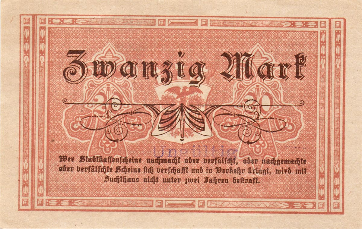 20 марок 1918 Stadtkassenschein