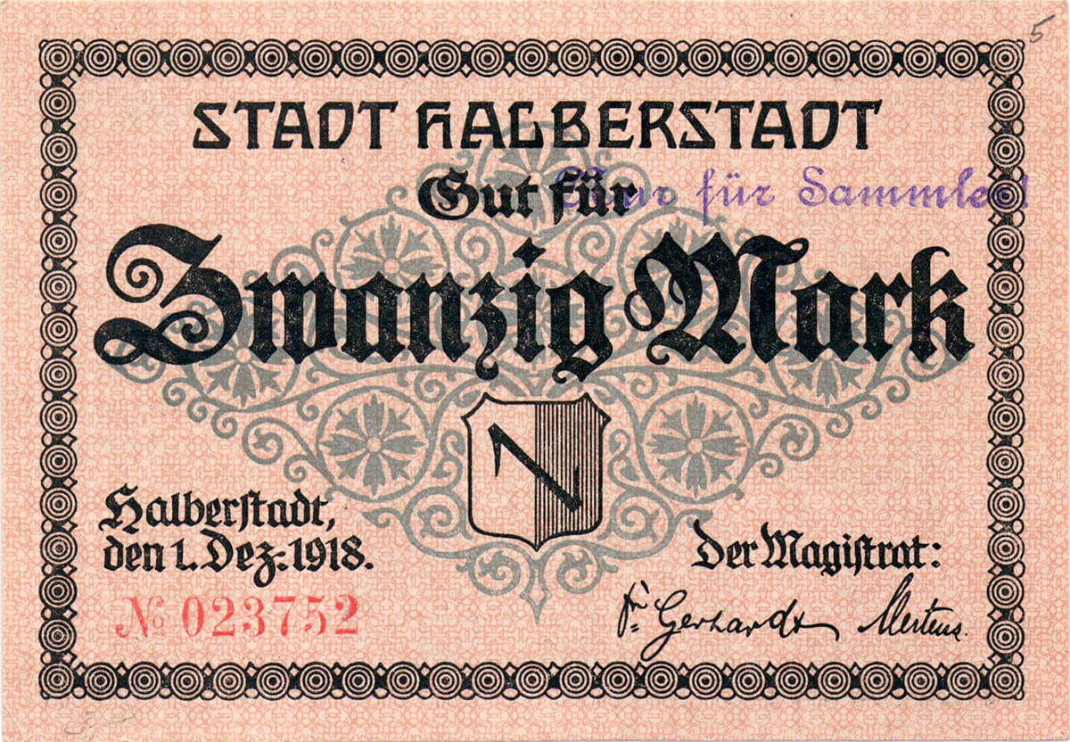 20 марок 1918 Stadt Halberstadt