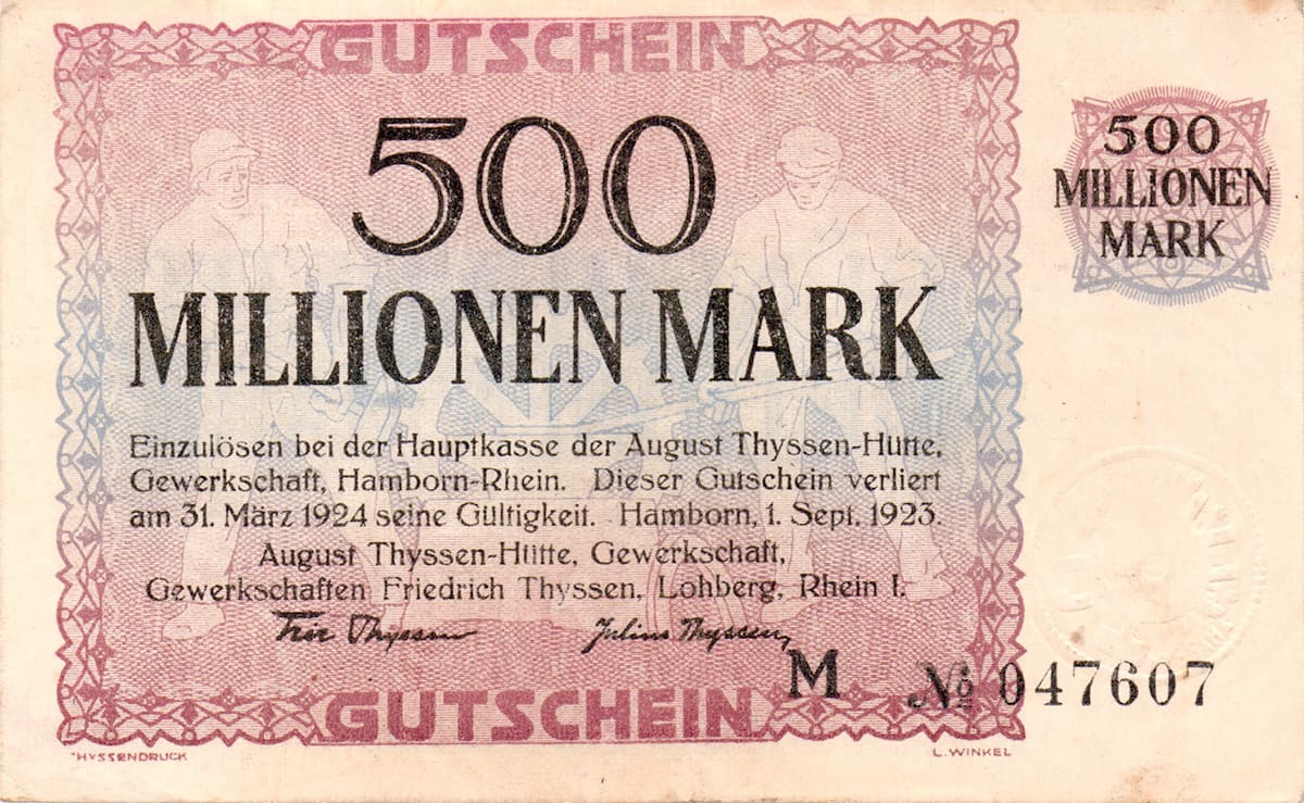 500 000 000 марок 1923 Stadt Hamborn am Rhein