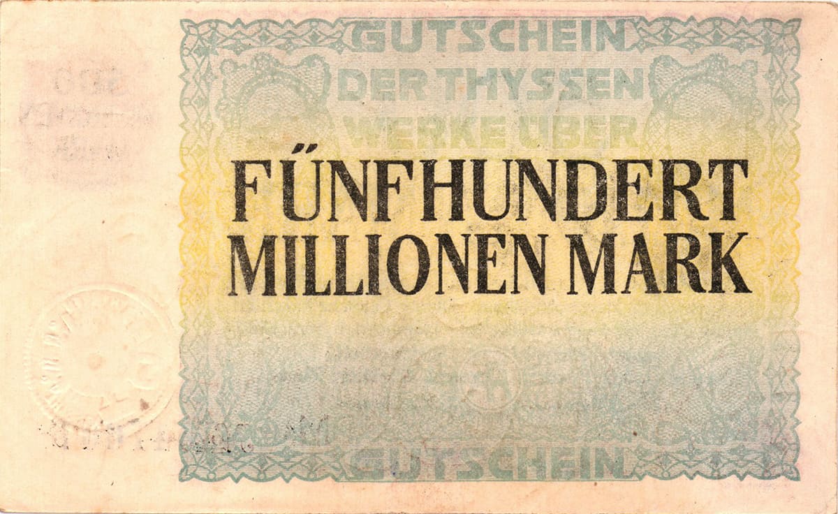 500 000 000 марок 1923 Stadt Hamborn am Rhein