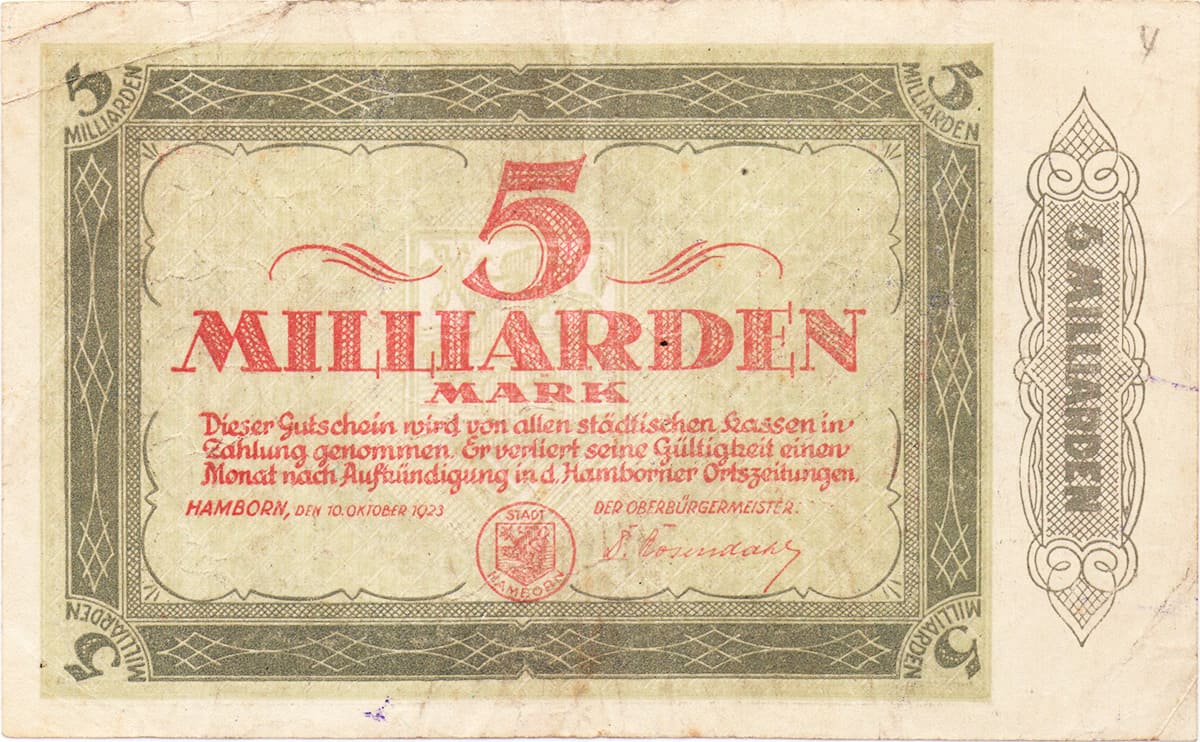 5 000 000 000 марок 1923 Stadt Hamborn am Rhein