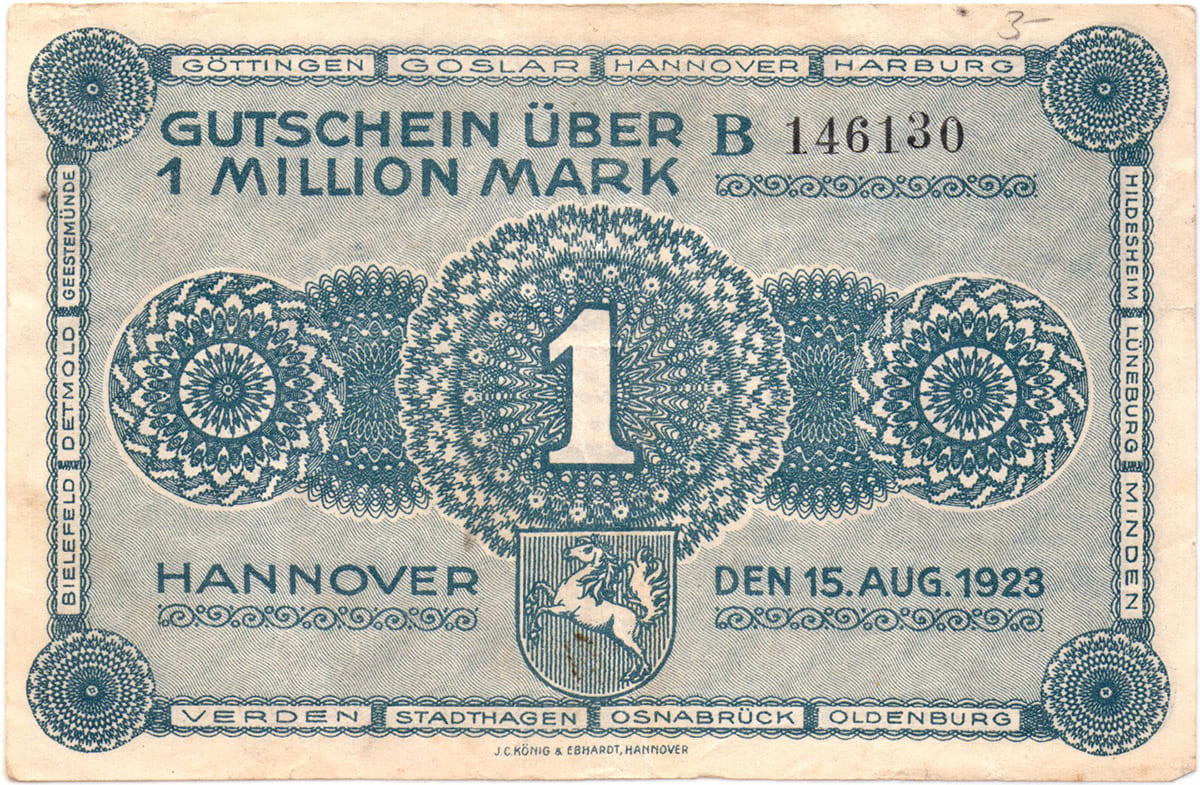 1 000 000 марок 1923 Vereinigung Niedersächsischer Handelskammern