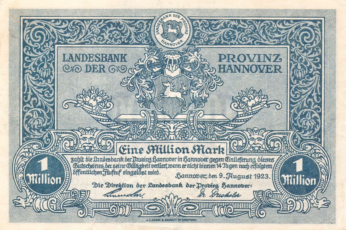1 000 000 марок 1923 Landesbank der Provinz Hannover
