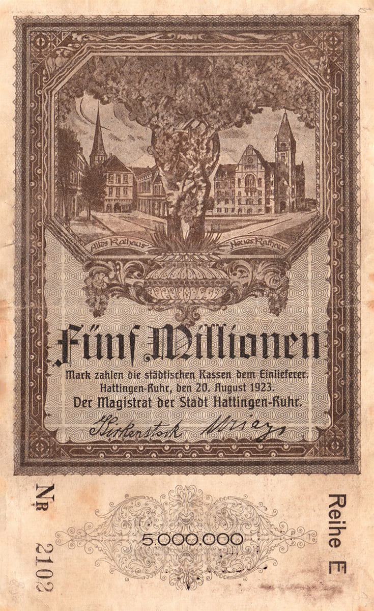 5 000 000 марок 1923 Stadt Hattingen und Ruhr