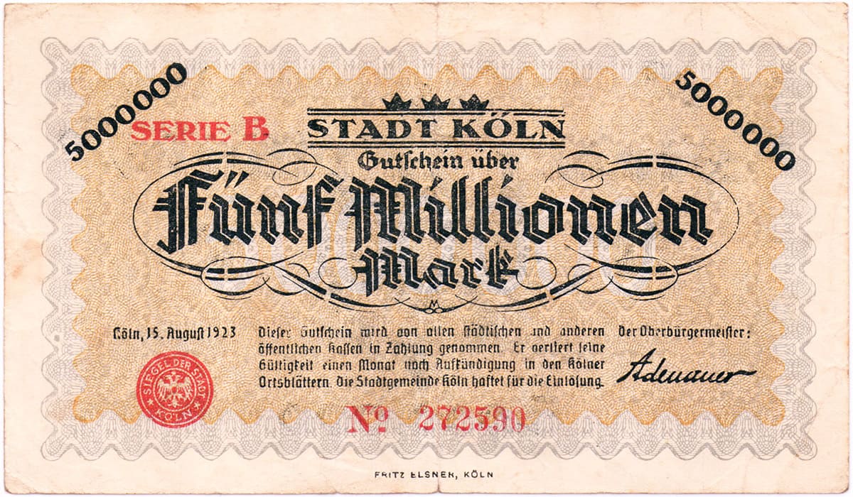 5 000 000 марок 1923 Stadt Köln