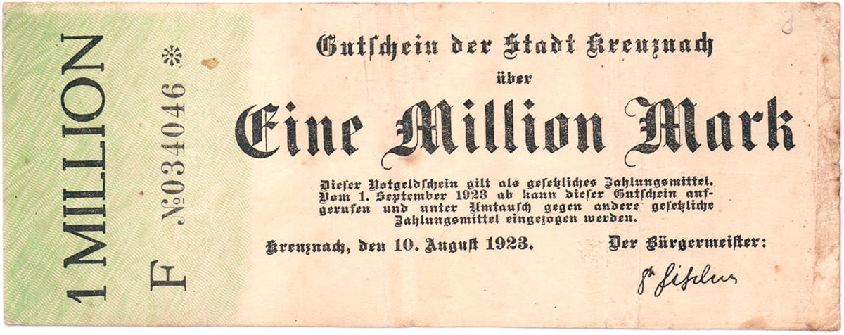 1 000 000 марок 1923 Stadt Kreuznach