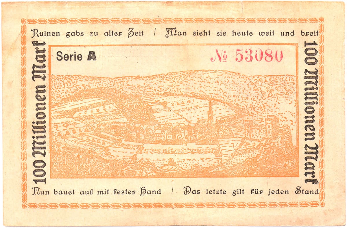100 000 000 марок 1923 Stadt Bad Langenschwalbach