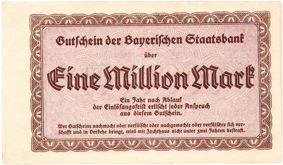 1 000 000 марок 1923 Bayerische Staatsbank