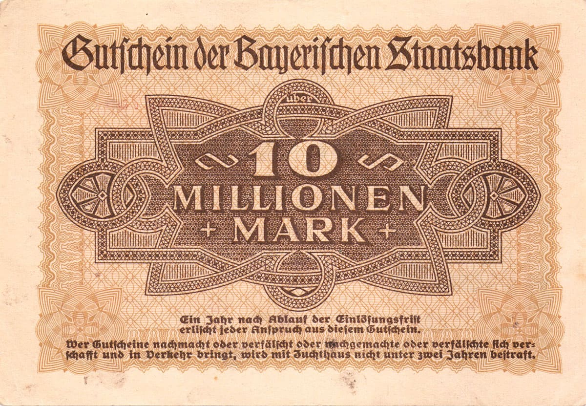 10 000 000 марок 1923 Bayerische Staatsbank