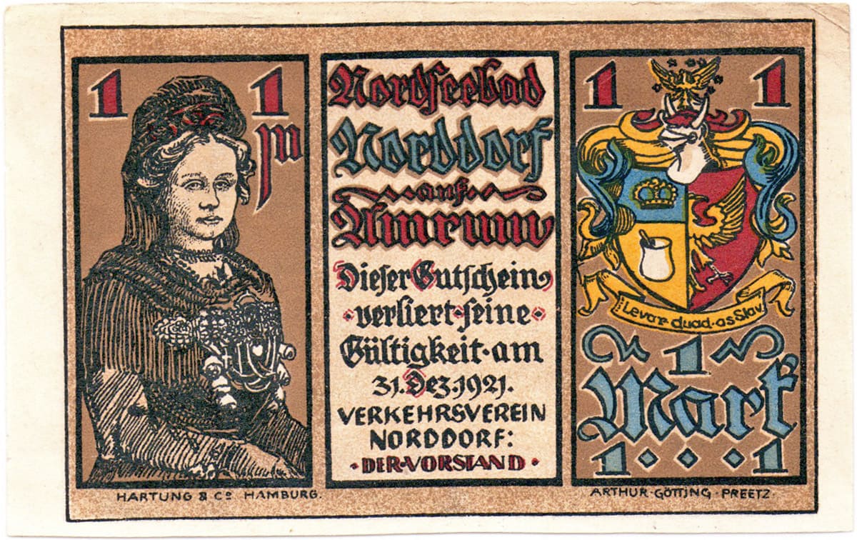 1 марка 1921 Nordseebad Norddorf auf Amrum