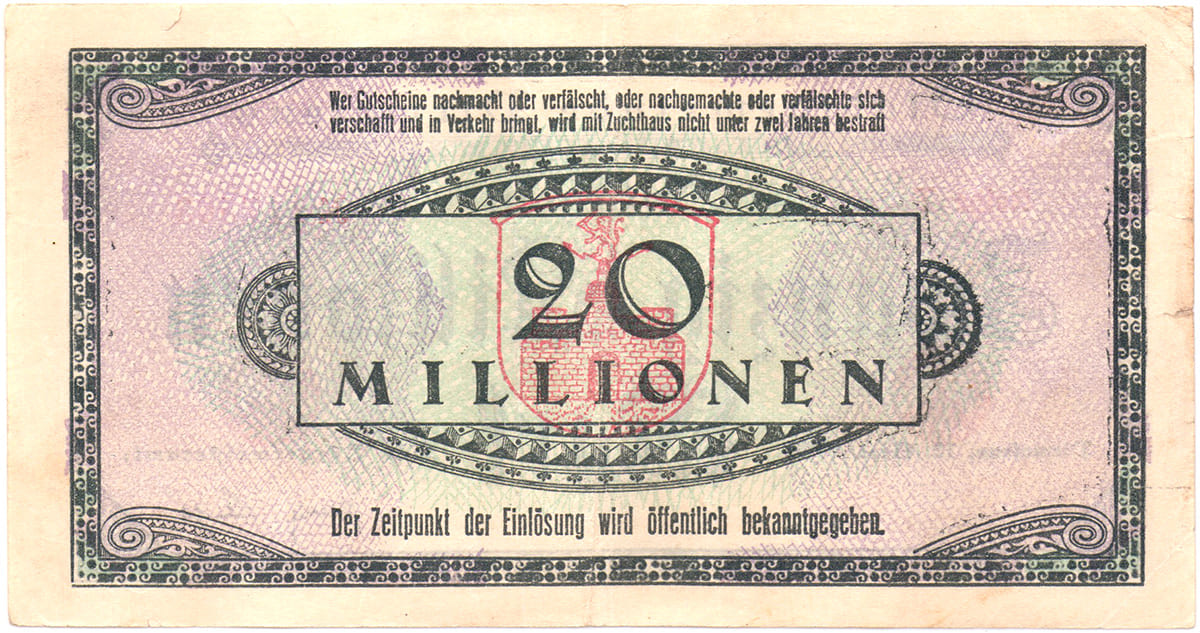 20 000 000 марок 1923 Stadtgemeinde Pirmasens