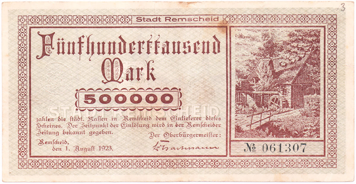 500 000 марок 1923 Stadt Remscheid