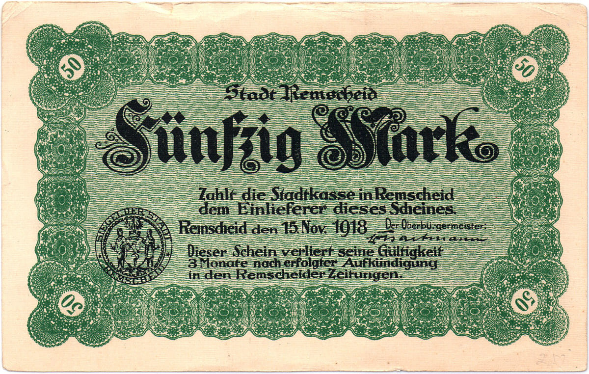 50 марок 1918 Stadt Remscheid