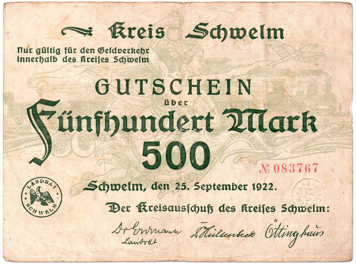 500 марок 1922 Kreis Schwelm