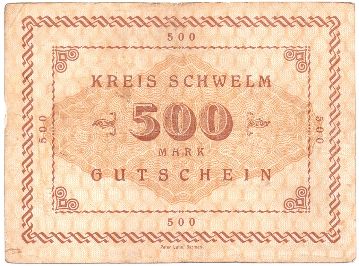 500 марок 1922 Kreis Schwelm