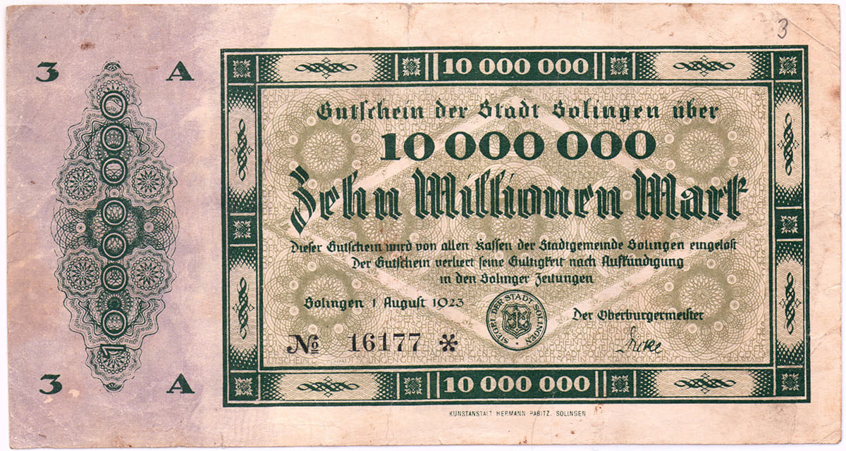 10 000 000 марок 1923 Stadt Solingen
