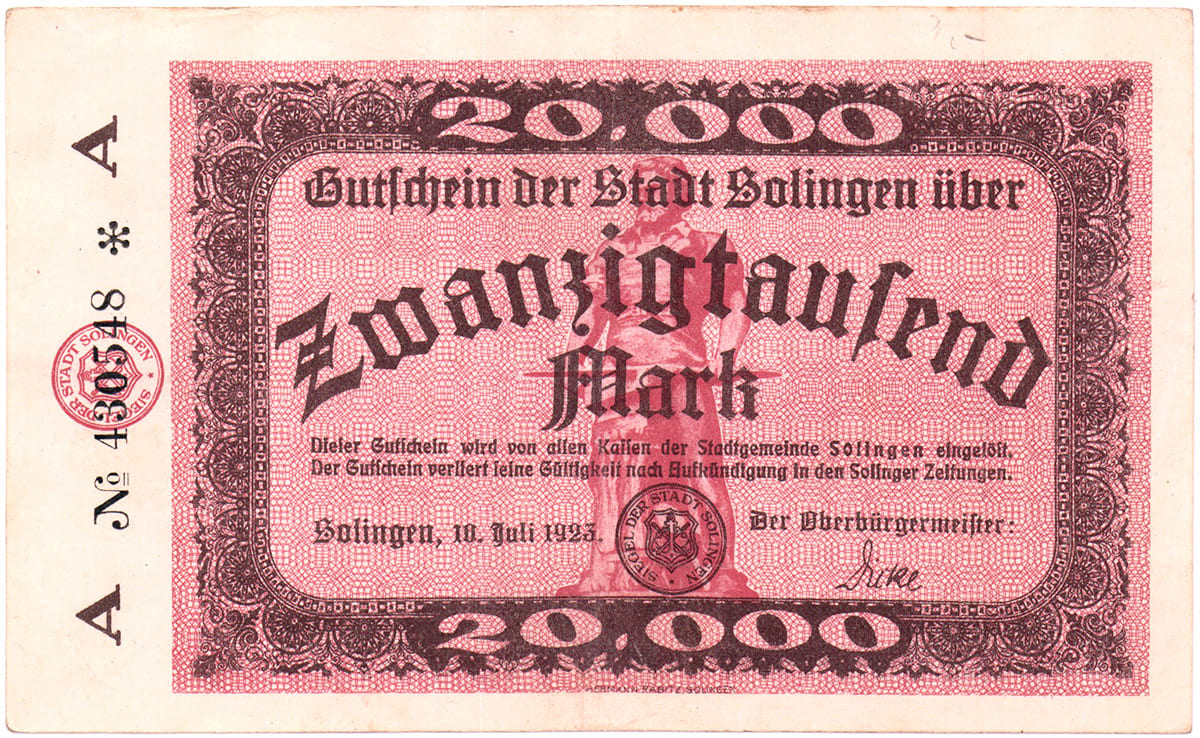 20 000 марок 1923 Stadt Solingen