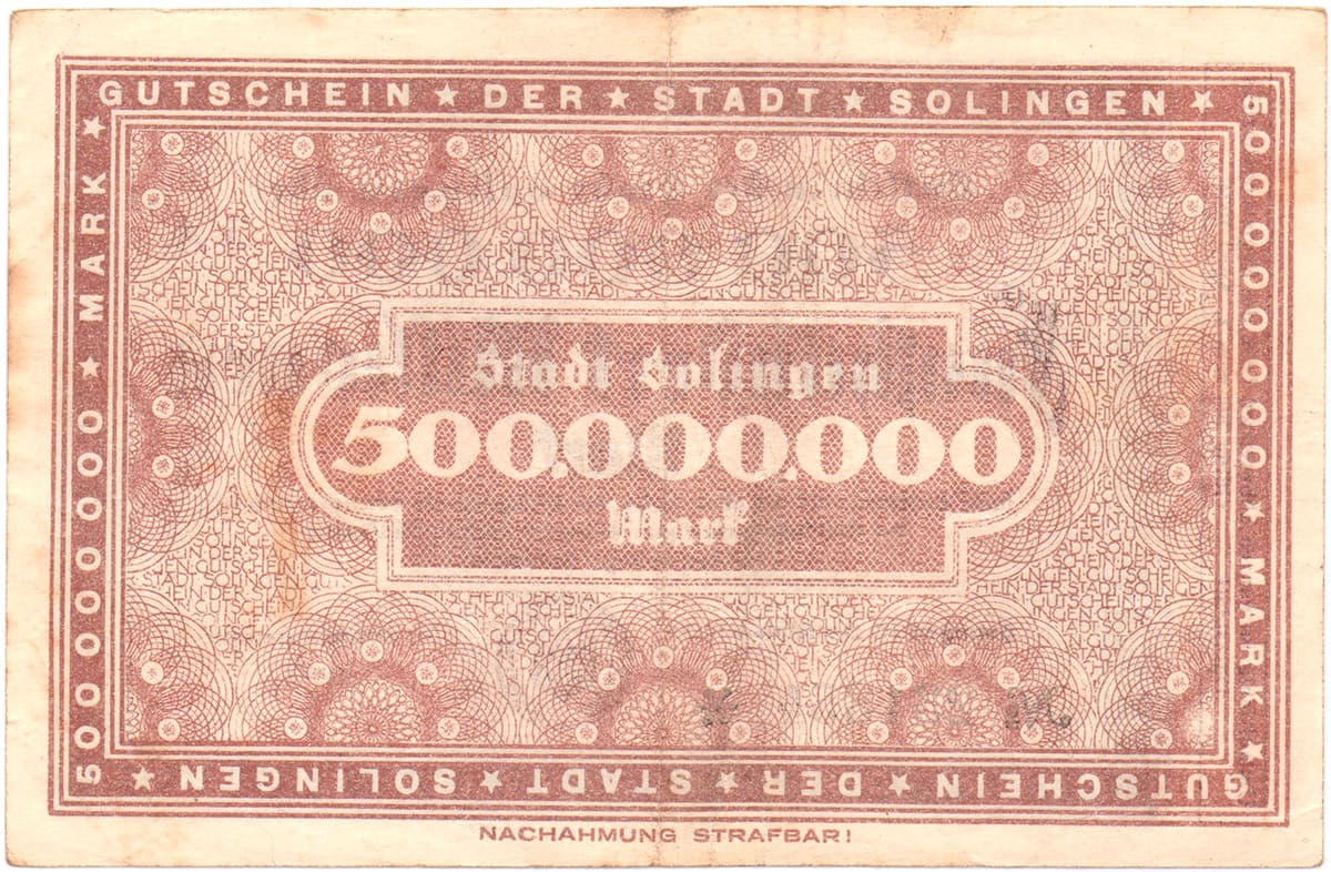 500 000 000 марок 1923 Stadt Solingen