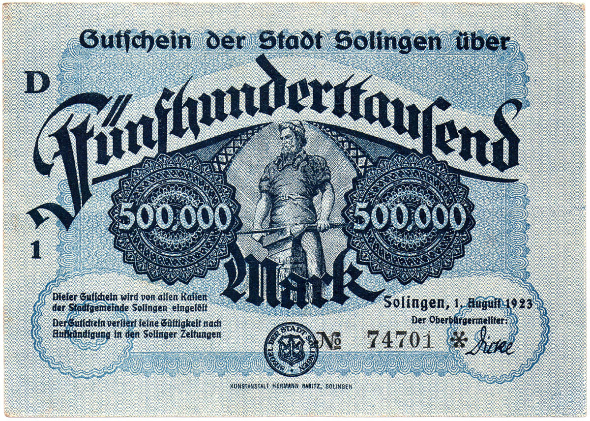 500 000 марок 1923 Stadt Solingen