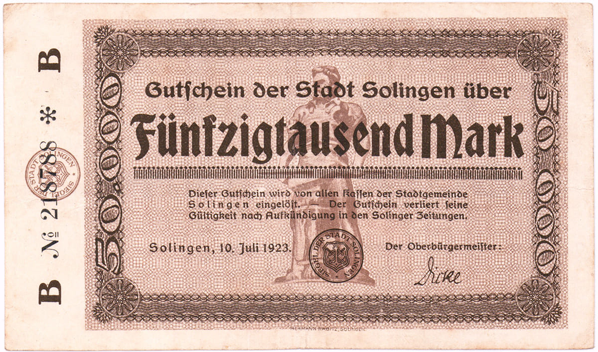 50 000 марок 1923 Stadt Solingen