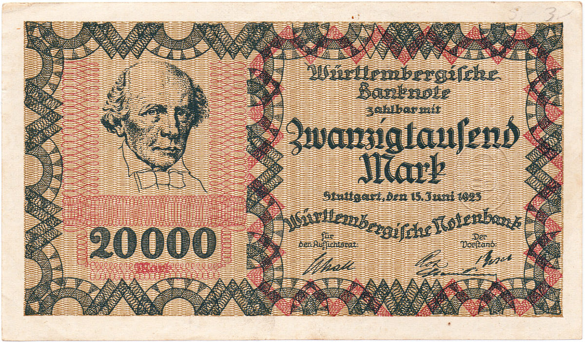 20 000 марок 1923 Württembergische Notenbank