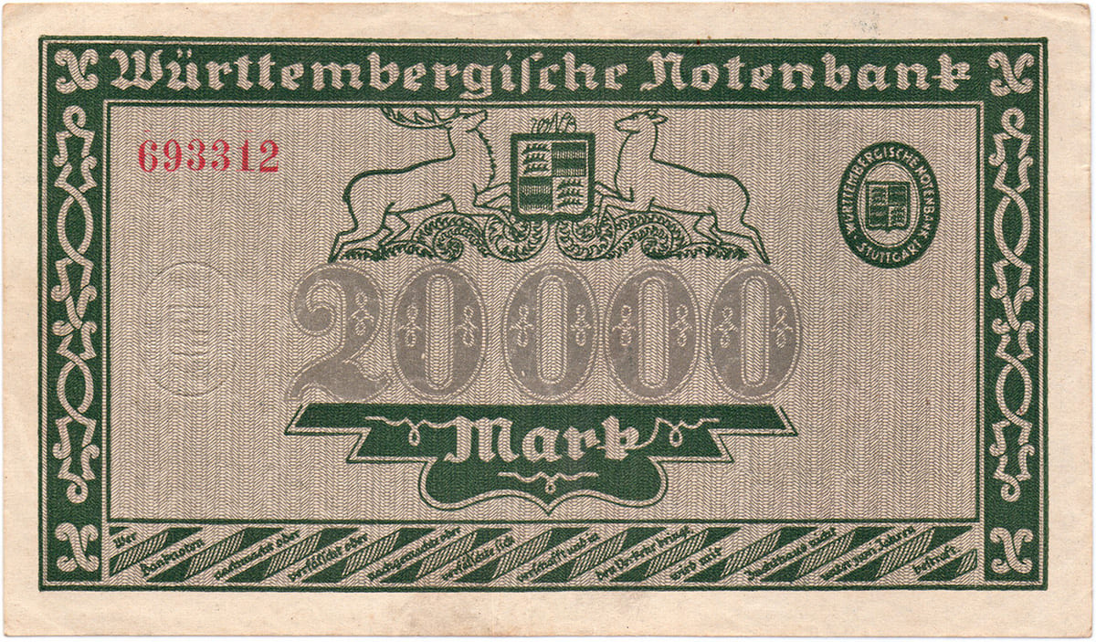 20 000 марок 1923 Württembergische Notenbank