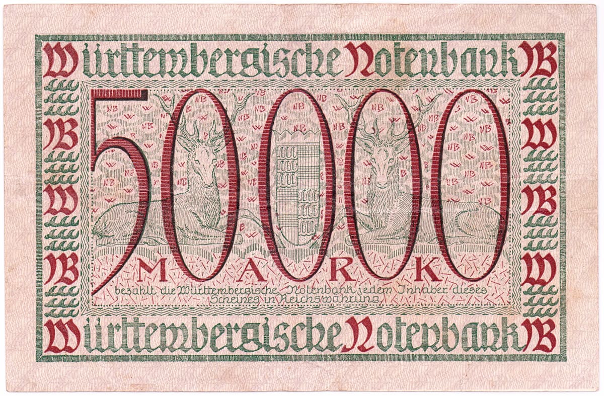50 000 марок 1923 Württembergische Notenbank
